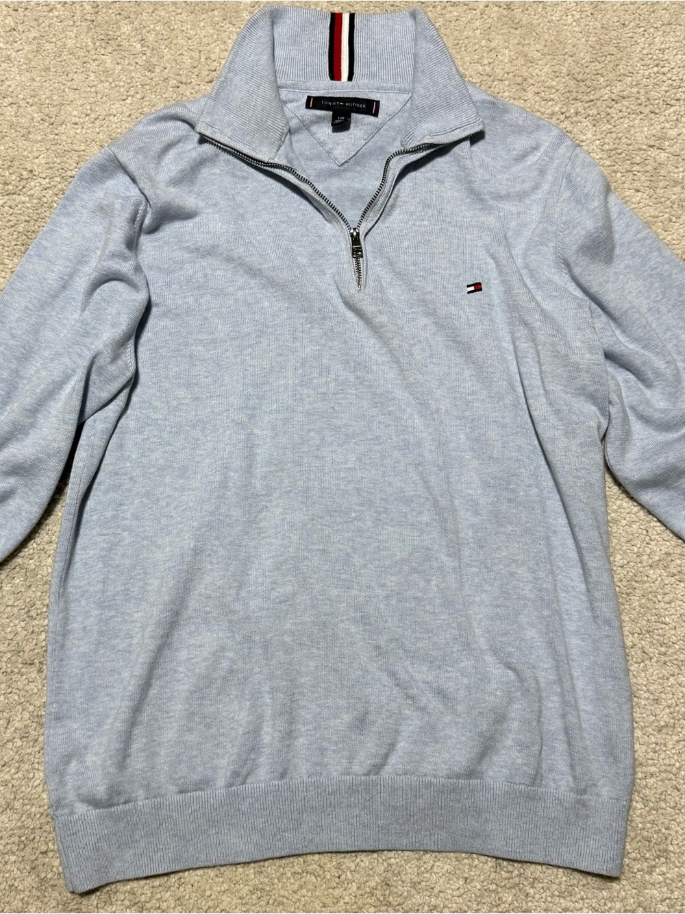 Tommy Hilfiger Men’s Light Blue Half-Zip Pullover Sweater